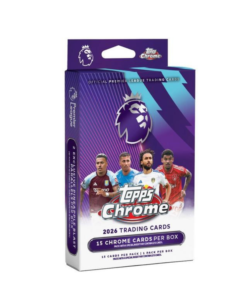 Topps Chrome Premier League 2026 Hanger Pack Football Trading Cards Value Format 15 Cards 6+