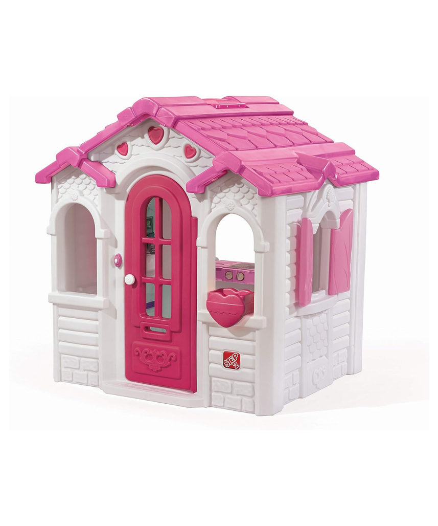 Step2 Sweetheart Playhouse Pink & White – Kids Outdoor Cottage with Doorbell, Phone & Convertible BBQ Grill (134.6 x 119.4 x 147.3 cm)