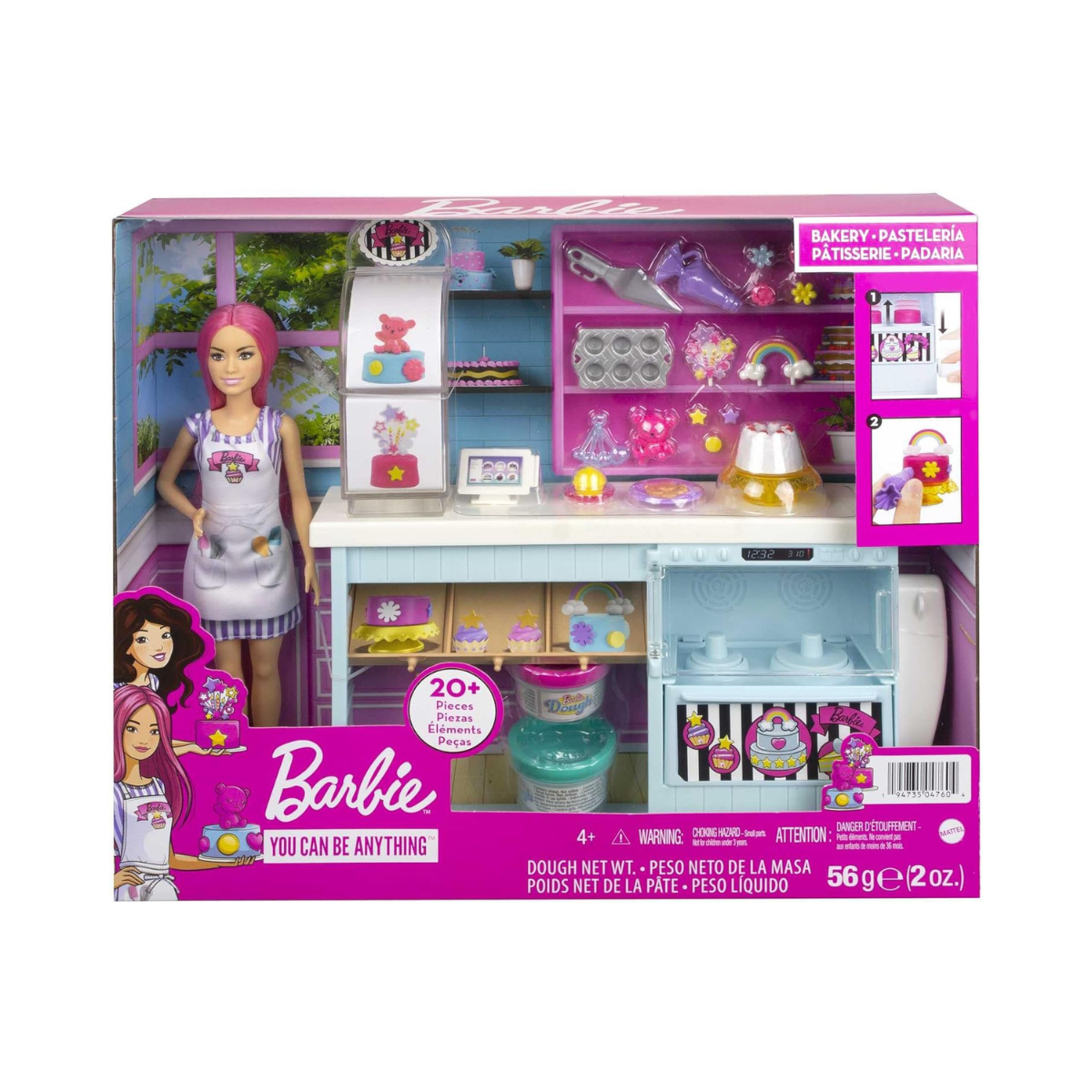 Barbie Bakery Playset With 12 In Petite Doll, Pink Hair, Bakery Station, Cake Making Feature & 20+ Realistic Play Pieces, 3 & Up