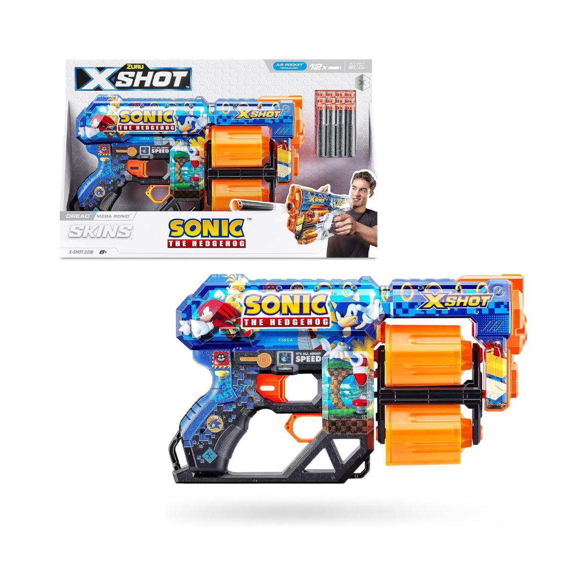 XShot Skins Dread Sonic Bulk Mega Sonic, Easy Reload, Air Pocket Dart Technology, Toy Foam Dart Blaster for Kids, Teens, Adults,Boys & Girls, Outdoor Action Gun Games,Gift for Kids Ages 8+