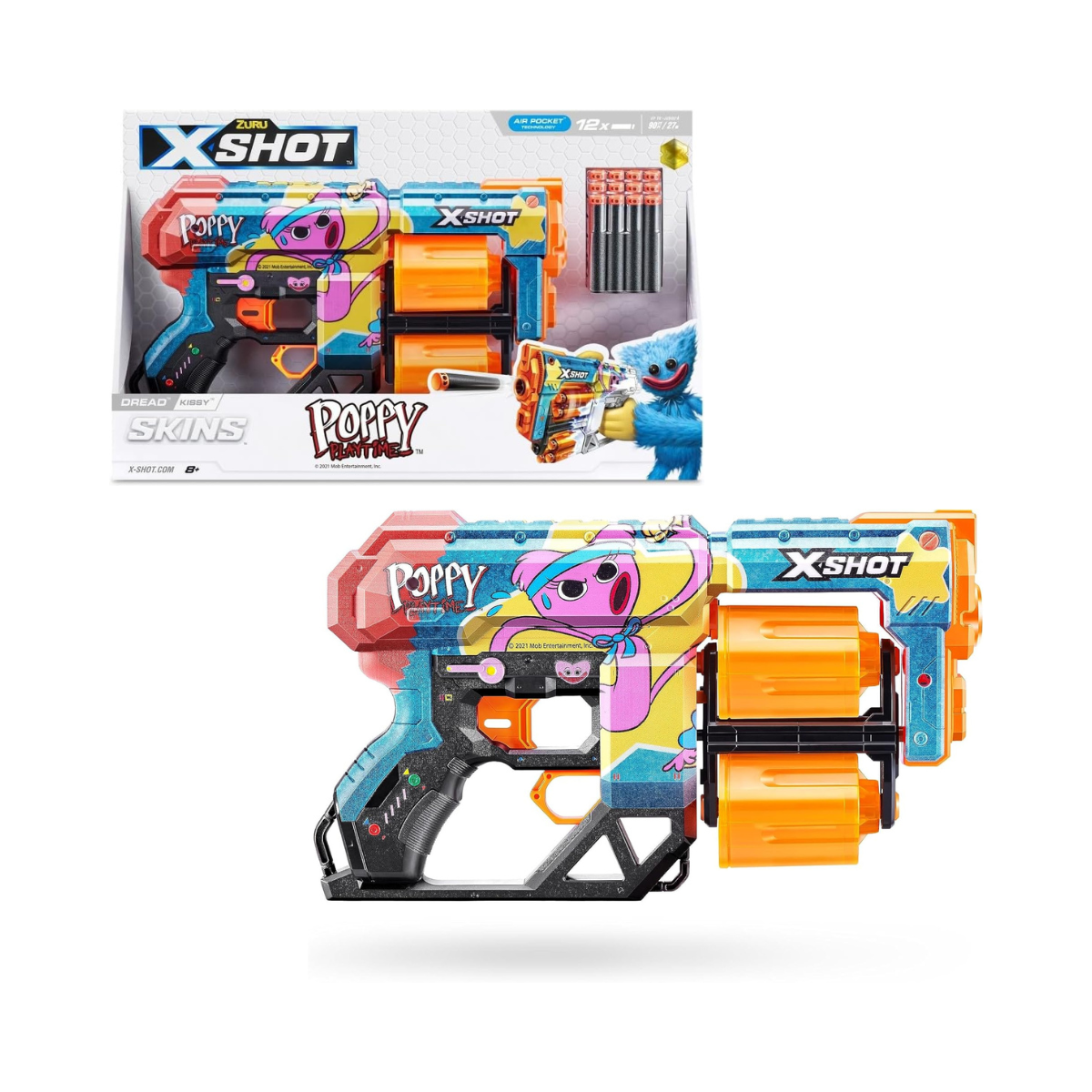 XShot Skins Dread Poppy Playtime S1 Kissy, Air Pocket Dart Technology, Toy Foam Dart Blaster for Kids, Teens, Adults,Boys & Girls, Outdoor Action Gun Games,Gift for Kids Ages 8+