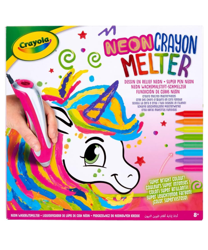 CRAYOLA - Super Pen Unicorn Neon Wax Crayons Melting Game and Relief Designs, Creative Activity and Gift for Children, Age 8+, 25-0510