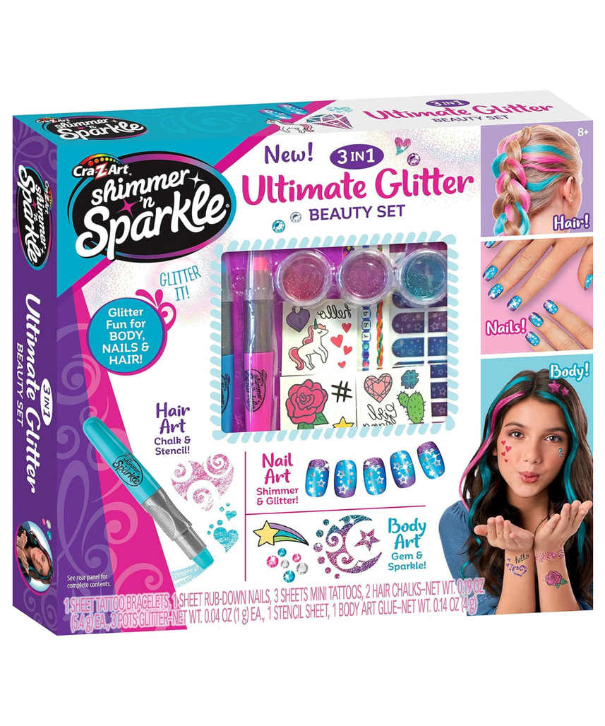 SHIMMER N SPARKLE 3 in1 Ultimate glitter beauty set