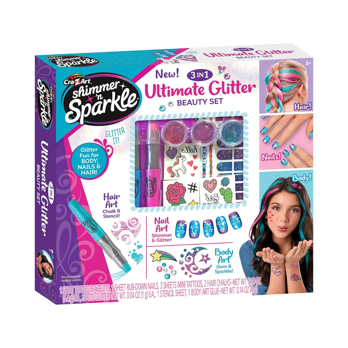 SHIMMER N SPARKLE 3 in1 Ultimate glitter beauty set