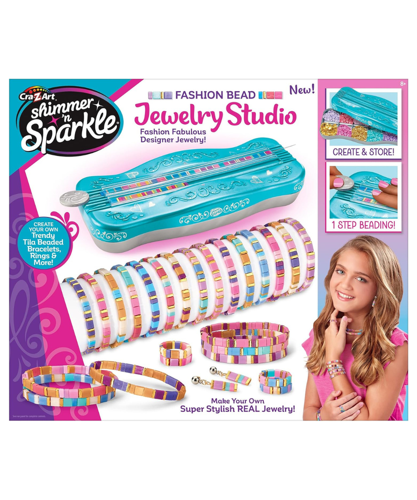 CRA-Z-ART Shimmer N Sparkle Fashion Bead Jewellery Studio Bracelet Maker Make your own tila bead jewellery Make your own friendship bracelets Jewellery Making Kit For girls aged 8 and Over