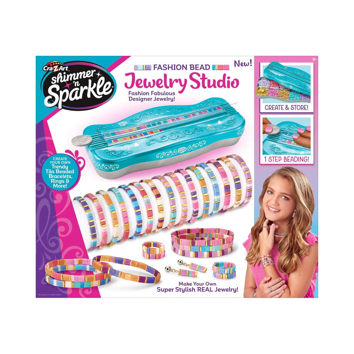 CRA-Z-ART Shimmer N Sparkle Fashion Bead Jewellery Studio Bracelet Maker Make your own tila bead jewellery Make your own friendship bracelets Jewellery Making Kit For girls aged 8 and Over