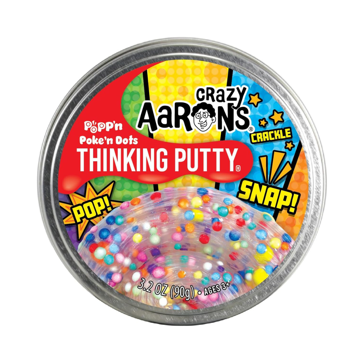 Crazy Aaron's Poke'N Dots Popp’n Thinking Putty® - 4" Tin Thinking Putty - Non-Toxic Sensory Play Putty - Never Dries Out - Creative Toy
