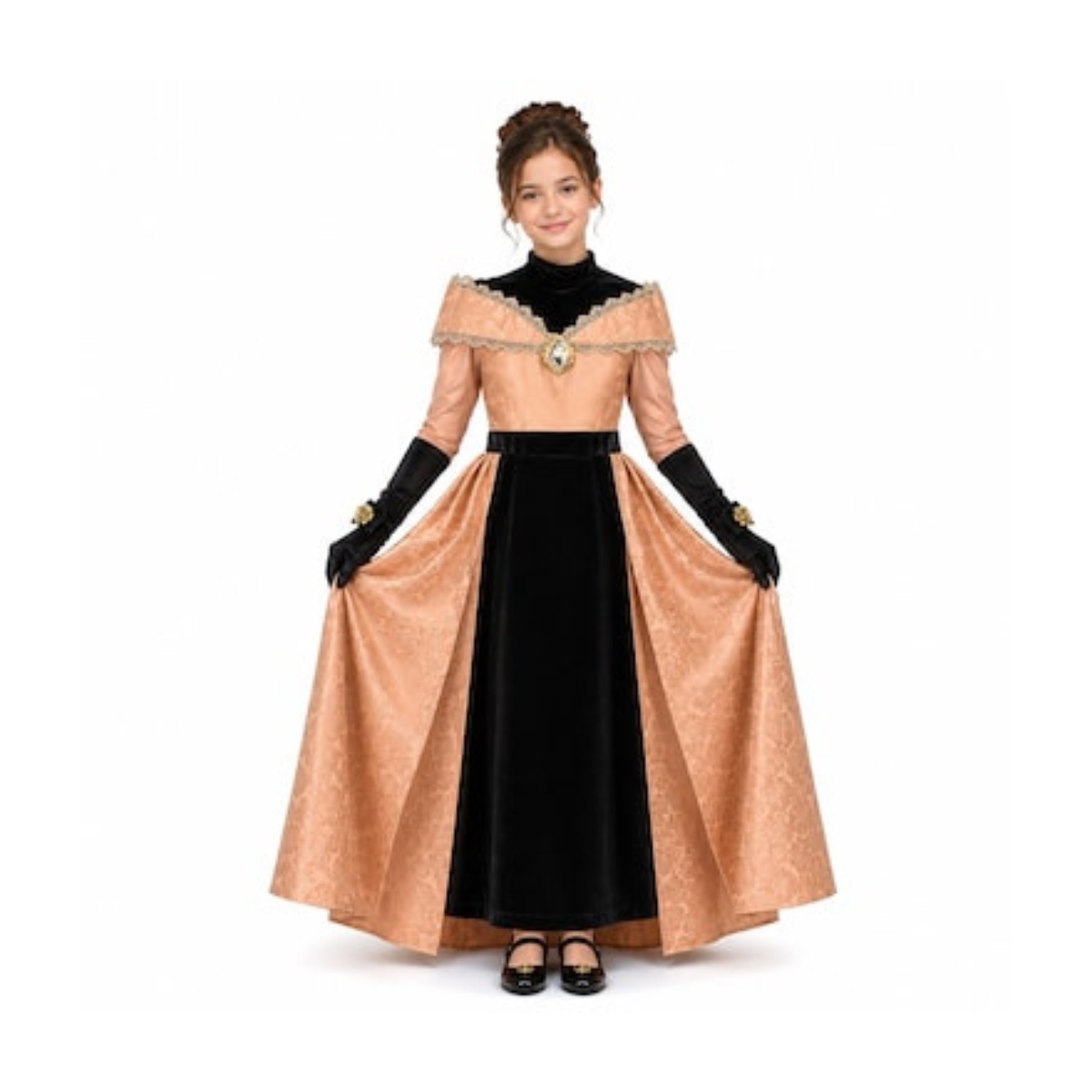Party Centre - Disney Golden Princess Belle Prestige Dress Up Costume with Headpiece, Medium (7-8 Years)