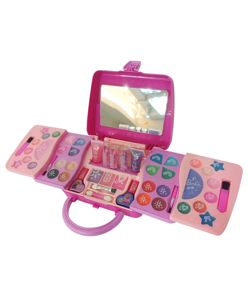 Barbie LPL 5 Decks Sliding Handbag Makeup Kit, Kids Cosmetic Toy Set with Eyeshadows, Lip Gloss, Lipstick, Nail Polish, Glitter Gel, Brushes & Mirror, Pretend Play Beauty Gift for Girls Age 6+ (5705)