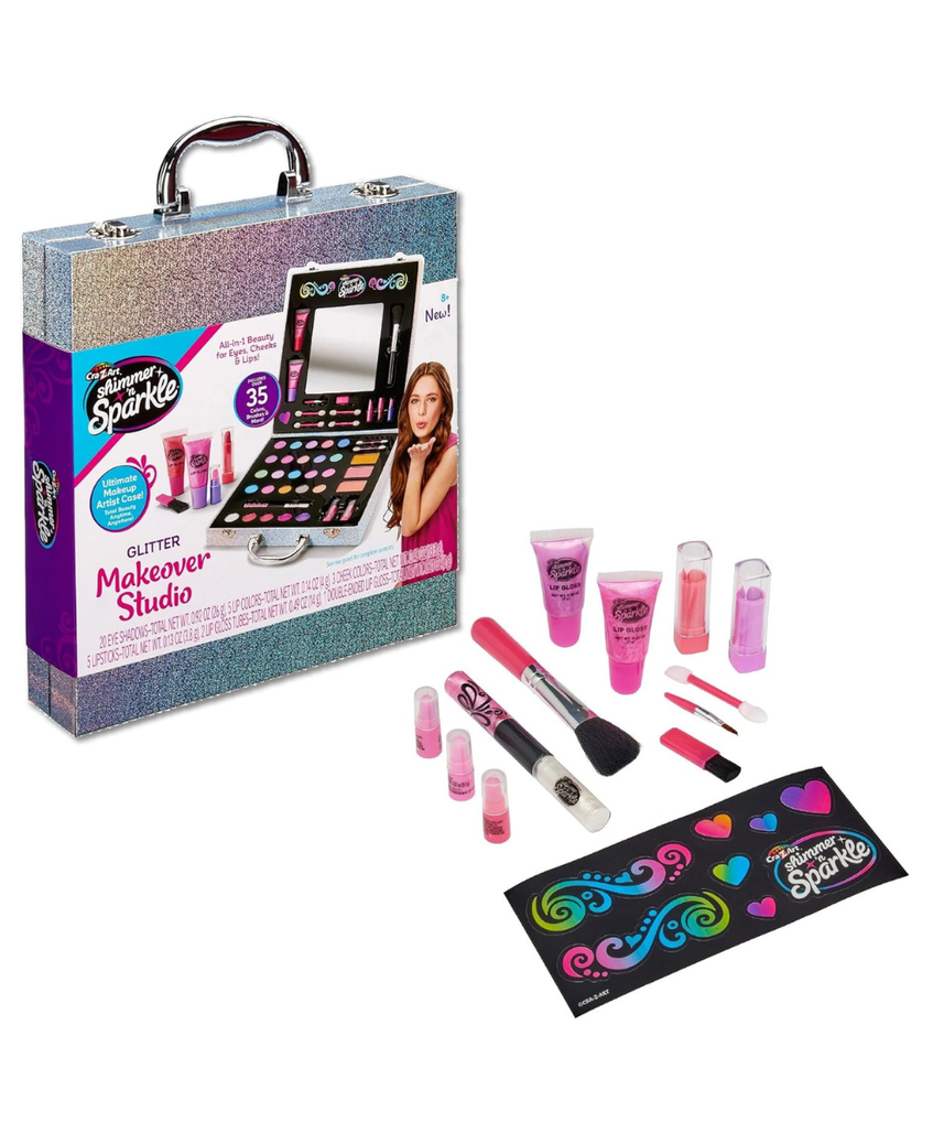 Cra-Z-Art Shimmer and Sparkle Shimmer 'n Sparkle Glitter Makeover Studio Beauty Kit â€“ All-in-One for Eye, Cheeks and Lips Ages 8 Up