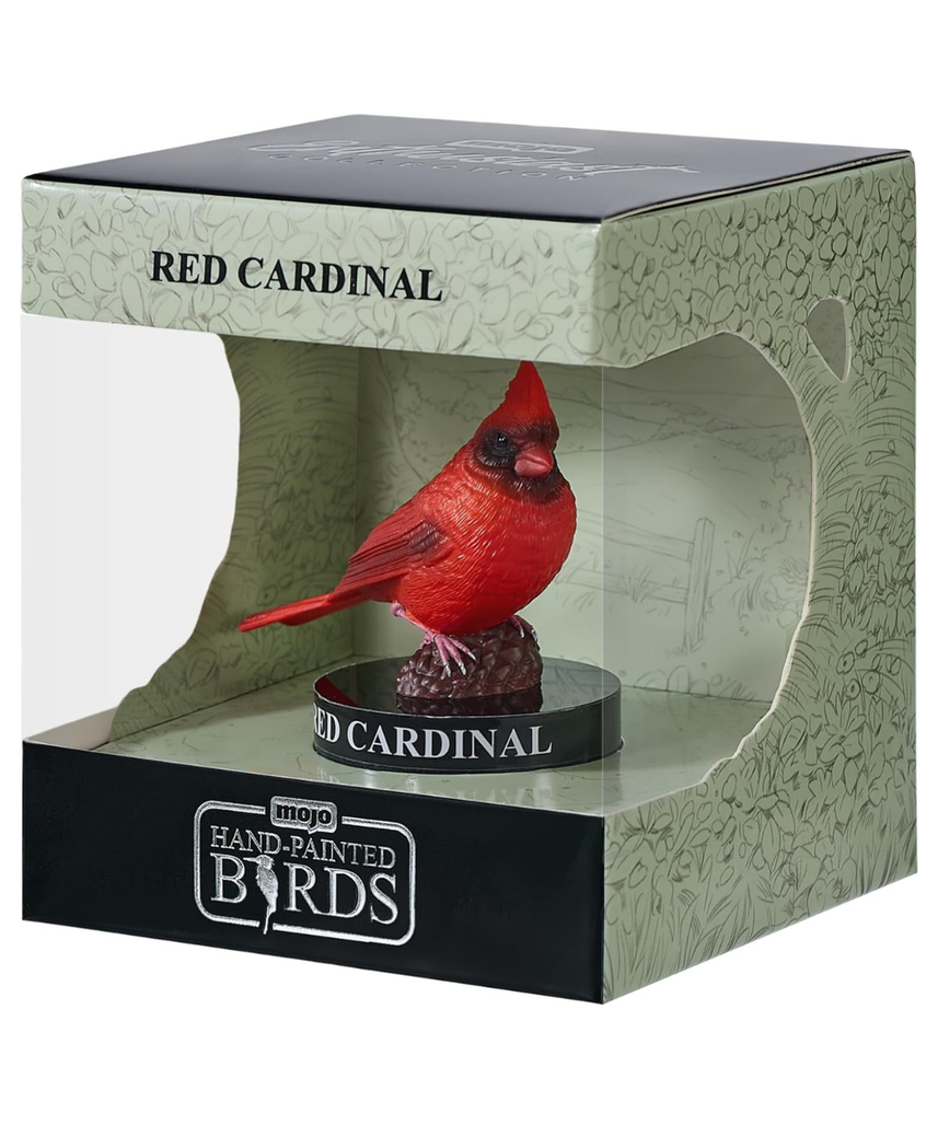 MOJO, American Red Cardinal Garden Bird Enthusiast Collection Series 1, Hand-Painted Figurines, Wildlife Collectibles, Toys, Detailed Sculptures with QR Code for Fun Facts