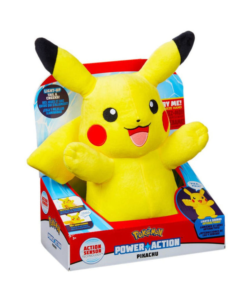 Pokémon 10-inch Plush, Power Action Interactive Pikachu - Comes with Movement Sensors, Lights and Sounds