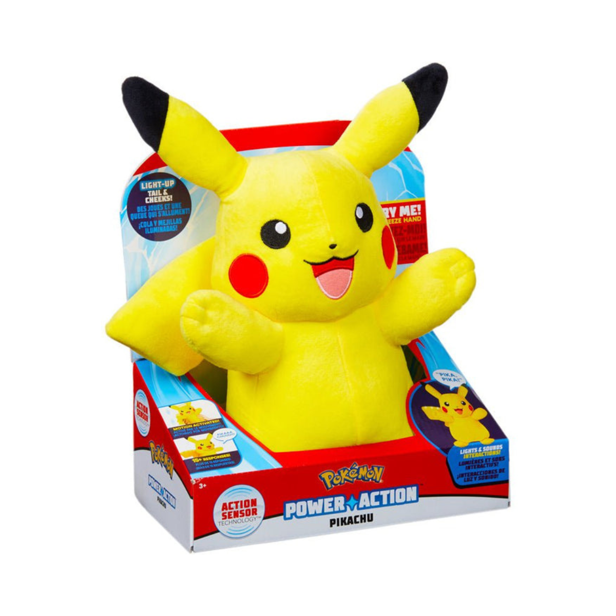 Pokémon 10-inch Plush, Power Action Interactive Pikachu - Comes with Movement Sensors, Lights and Sounds