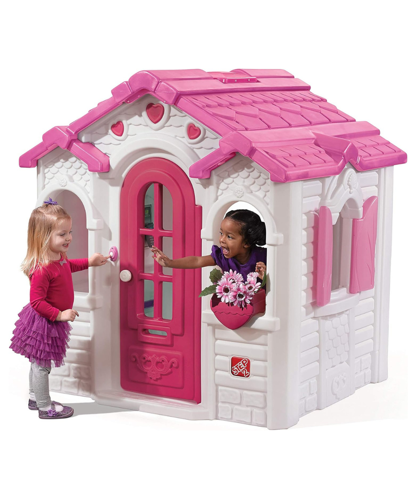 Step2 Sweetheart Playhouse Pink & White – Kids Outdoor Cottage with Doorbell, Phone & Convertible BBQ Grill (134.6 x 119.4 x 147.3 cm)