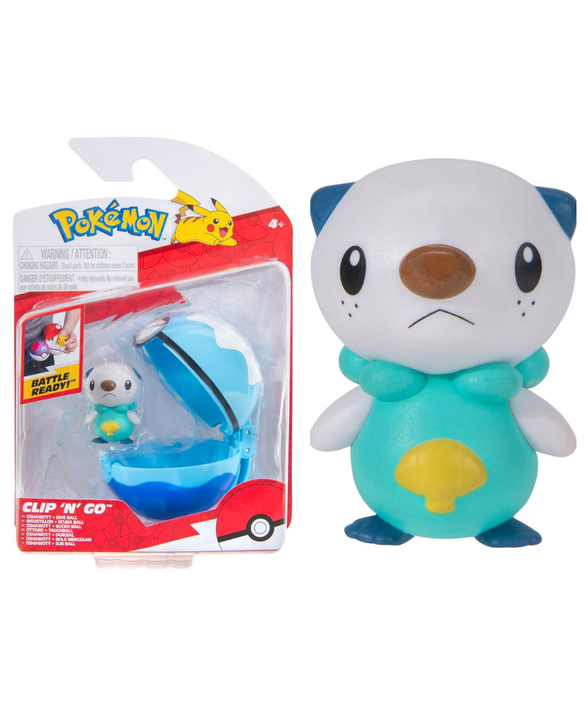 Pokemon Clip n Go - Oshawott with Diveball, Action Figures, Official Detailed Figurines, Collectibles, Figure with Poke Ball, 4 Years+