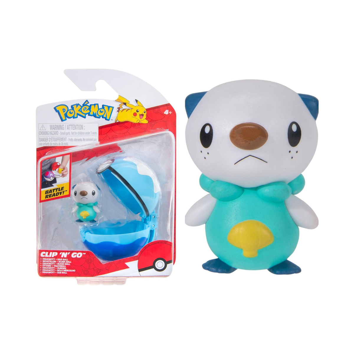 Pokemon Clip n Go - Oshawott with Diveball, Action Figures, Official Detailed Figurines, Collectibles, Figure with Poke Ball, 4 Years+