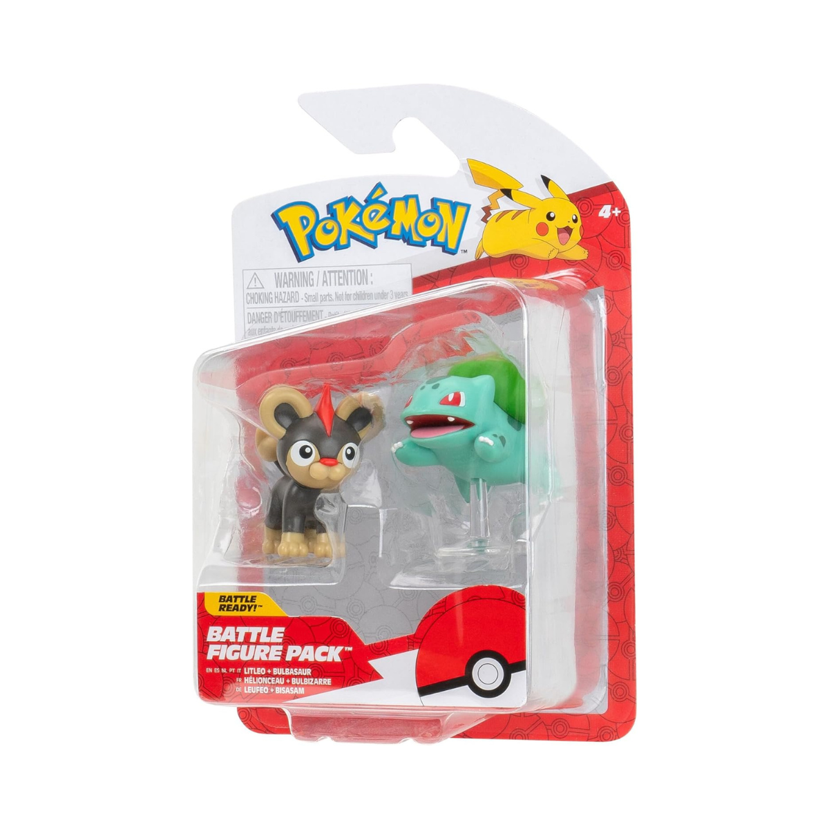 Pokemon Battle Figure Litleo & Bulbasaur,Official Detailed Action Figures, Play Figurines for Kids, Toy Gift