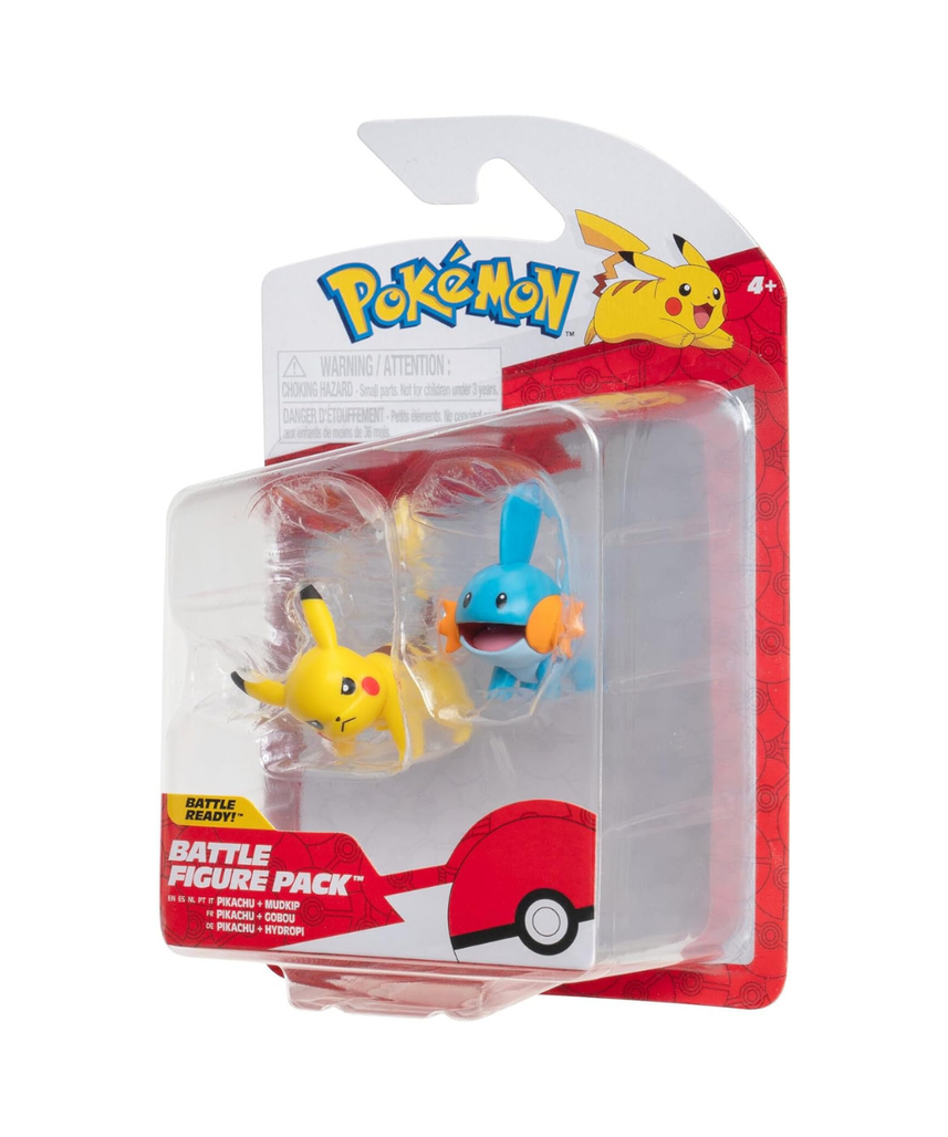 Pokemon Pikachu & Mudkip Figures, Detailed Official Figures, Battle Ready, Action Figurines, Collectibles, Display Toys for Boys, Battle Figure