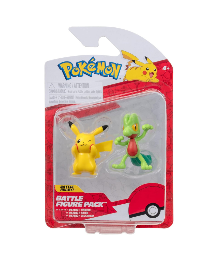 Pokemon Pikachu & Treecko Figures, Detailed Official Figures, Battle Ready, Action Figurines, Collectibles, Display Toys for Boys, Battle Figure
