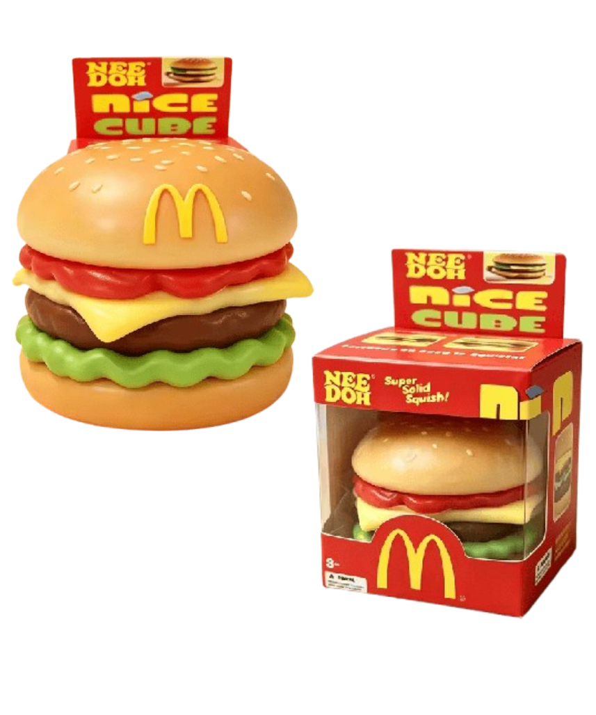 NeeDoh Nice Cube Hamburger Squishy Toy Super Solid Squish Burger Fidget Toy, Slow Rising Sensory Stress Relief Squeeze Toy for Kids and Adults Ages 3+