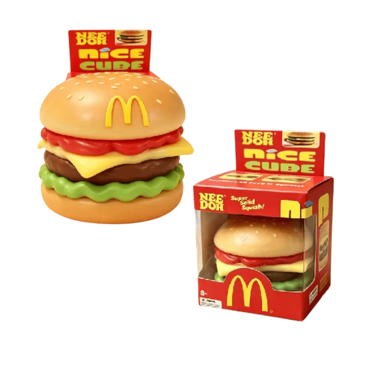 NeeDoh Nice Cube Hamburger Squishy Toy Super Solid Squish Burger Fidget Toy, Slow Rising Sensory Stress Relief Squeeze Toy for Kids and Adults Ages 3+