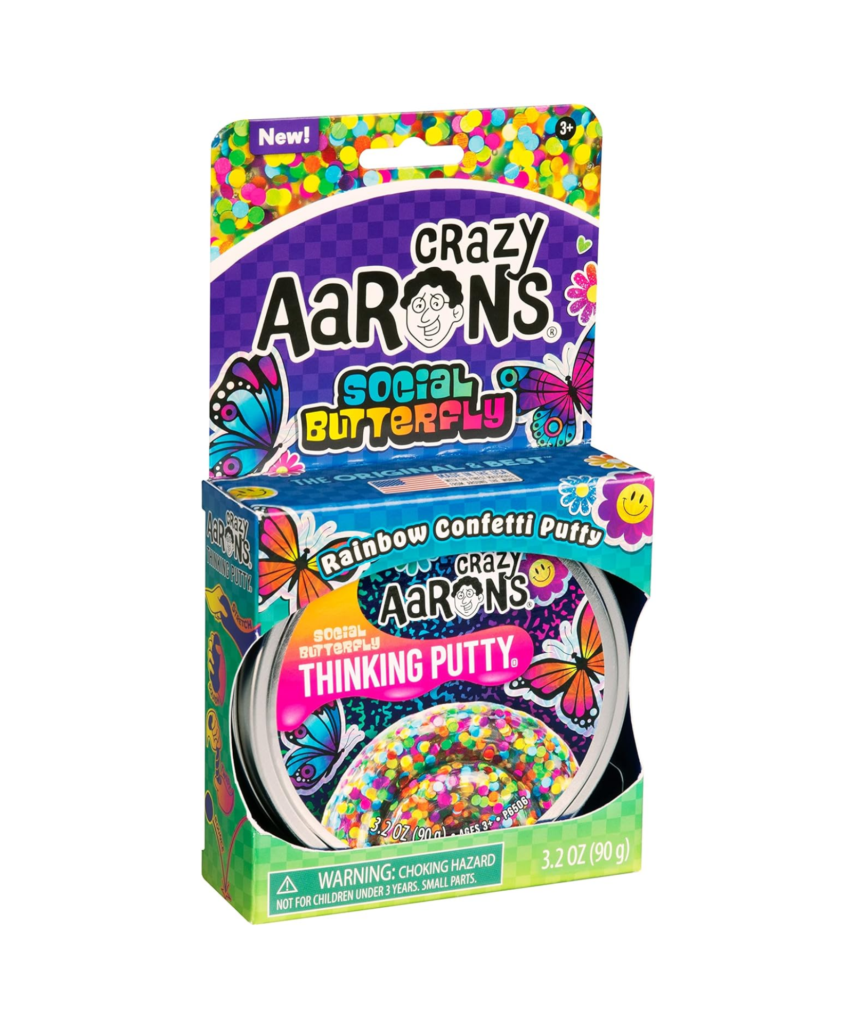 معجون آرون المجنون للتفكير المرير الاجتماعي، علبة 4 بوصات مع 90 جرامًا من معجون اللعب الحسي غير السام الذي لا يجف أبدًا، لعبة فيدجيت إبداعية ناعمة الملمس للأولاد والبنات من سن 3 سنوات فما فوق