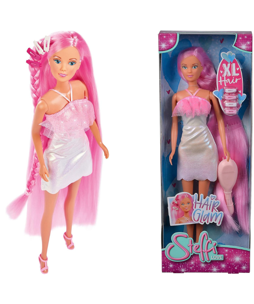 Simba Steffi Love Doll with Glitter Dress 29 cm Extra Long Hair Hair Clips and Brush for Kids Ages 3 and Up