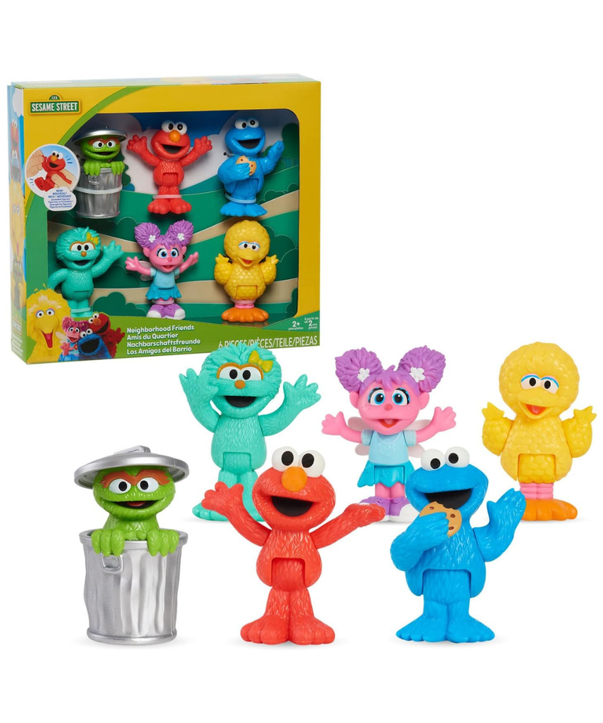 Just Play Sesame Street Neighborhood Friends, 6-Piece Poseable Figurines, Officially Licensed Toys for Kids, Ages 2+