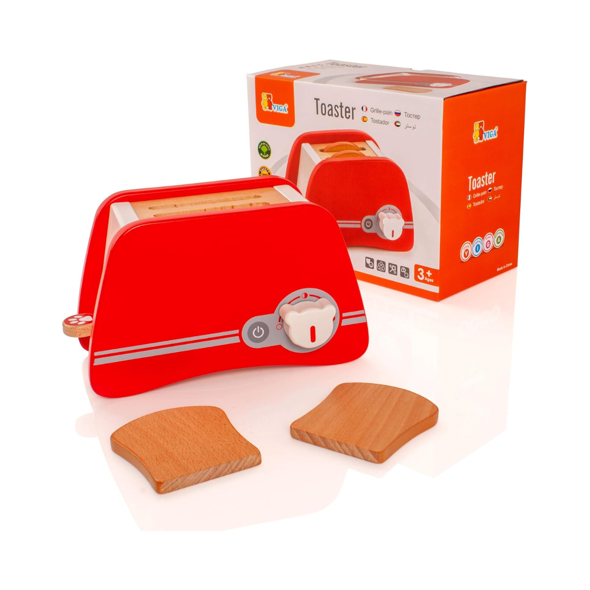 Viga Toys Wooden Toaster, Pretend Play Kitchen Accessory, Ages 3+