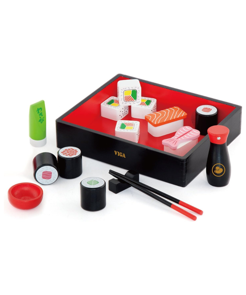 VIGA Wooden Sushi Pretend Play Set, Educational Role-Play Toy for Kids, Ages 18+ Months