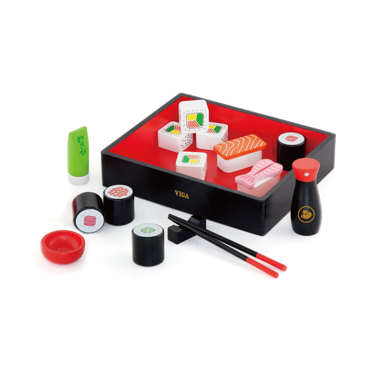 VIGA Wooden Sushi Pretend Play Set, Educational Role-Play Toy for Kids, Ages 18+ Months