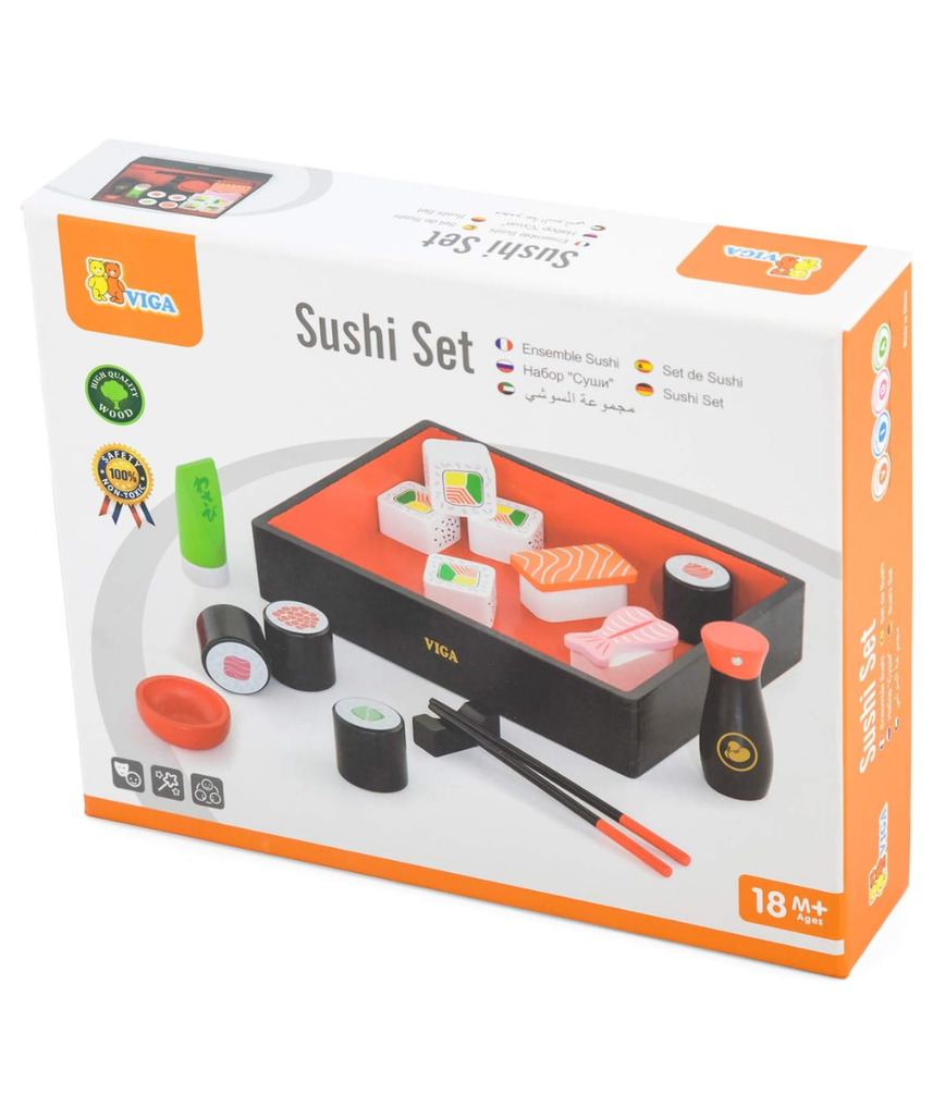 VIGA Wooden Sushi Pretend Play Set, Educational Role-Play Toy for Kids, Ages 18+ Months
