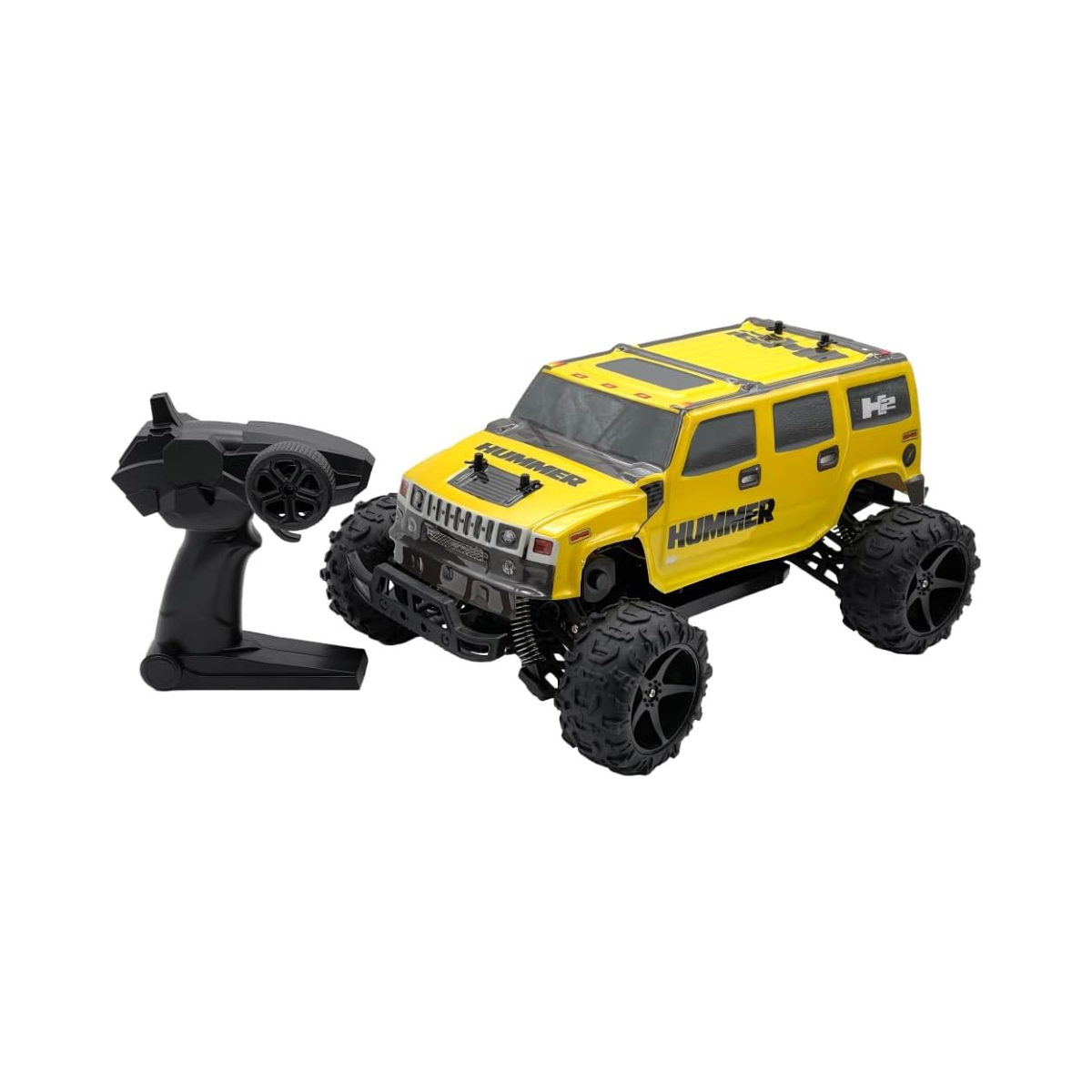 D-Power 1:10 Yellow HUMMER H2 RC Car, 2.4GHz Remote Control Off-Road SUV, USB Rechargeable 7.4V Battery, Ages 6+