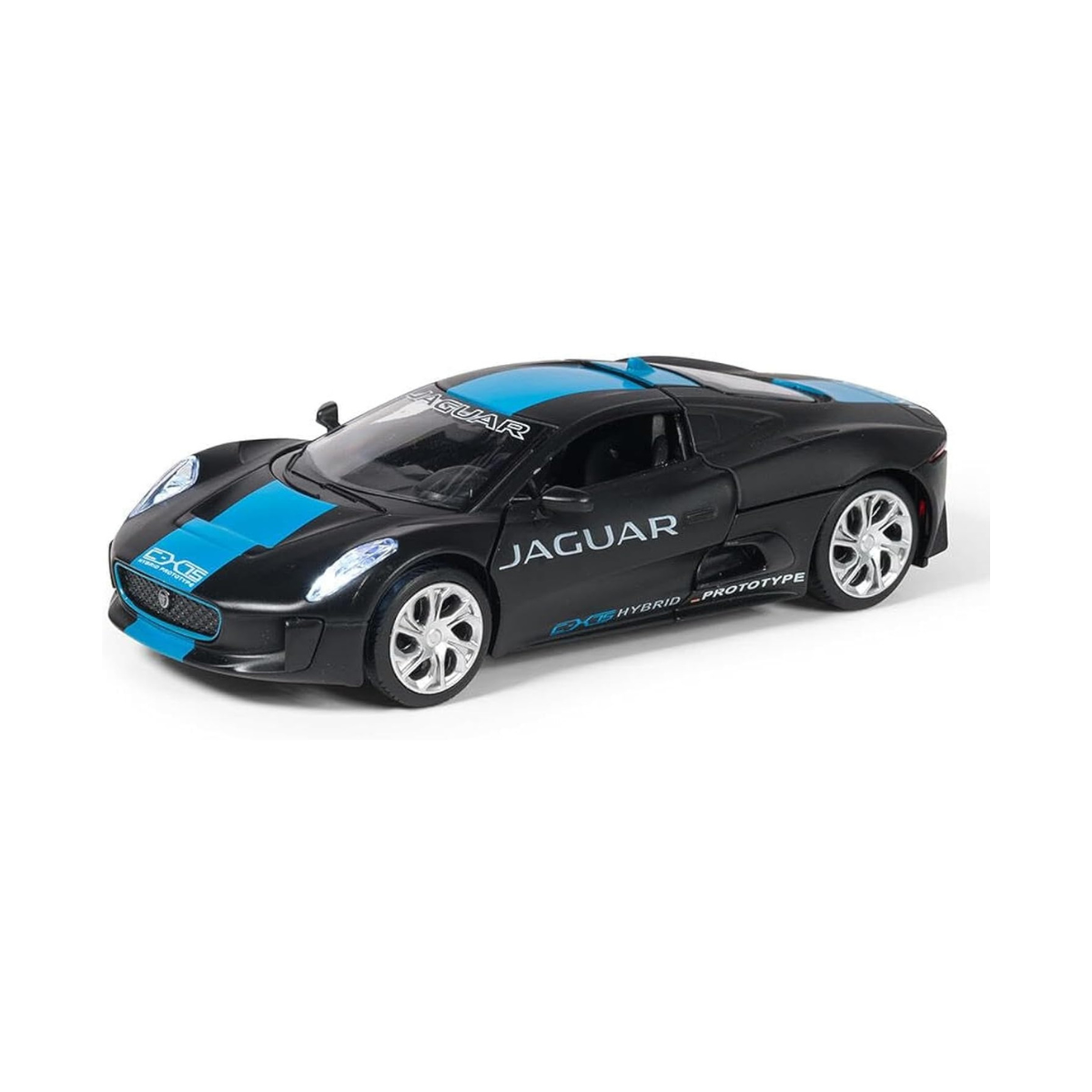 D-Power Jaguar C-X75 Die-Cast Model Car – 1:32 Scale, Black, Pull-Back Supercar Toy, Ages 3+