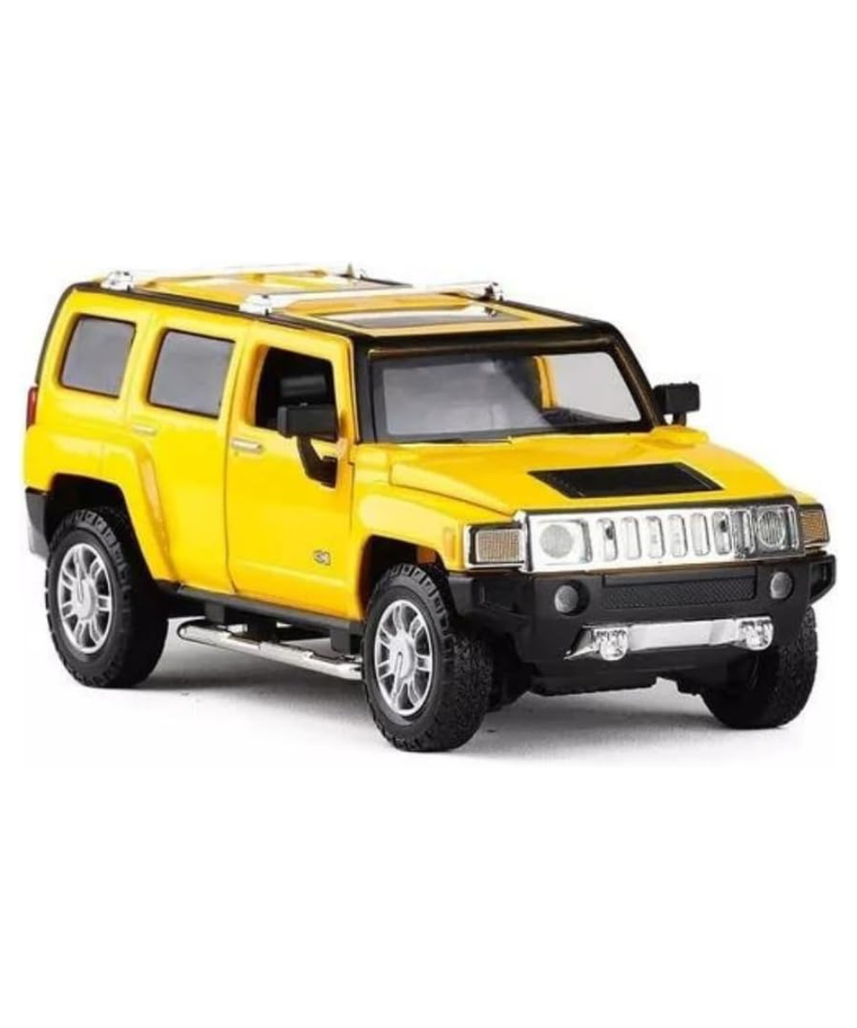 D-power Hummer H3 Die-Cast Model Car – 1:32 Scale, Yellow, Pull-Back SUV Toy, Ages 3+