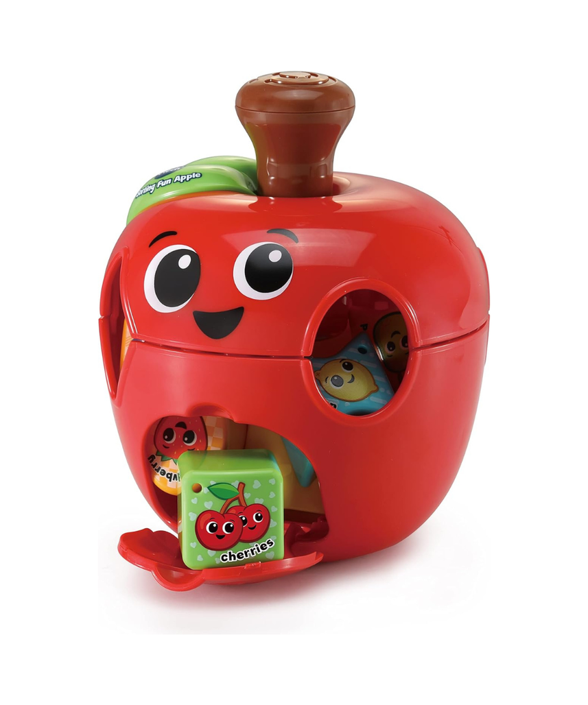 VTech 564603 Sorting Fun Apple Interactive Shape Sorter Toy with Spinning Fruit Shapes Educational Learning Toy for Toddlers 12-36 Months Made from 90% Reclaimed Plastic Includes 10 Shape Pieces and Quick Start Guide Multicolor