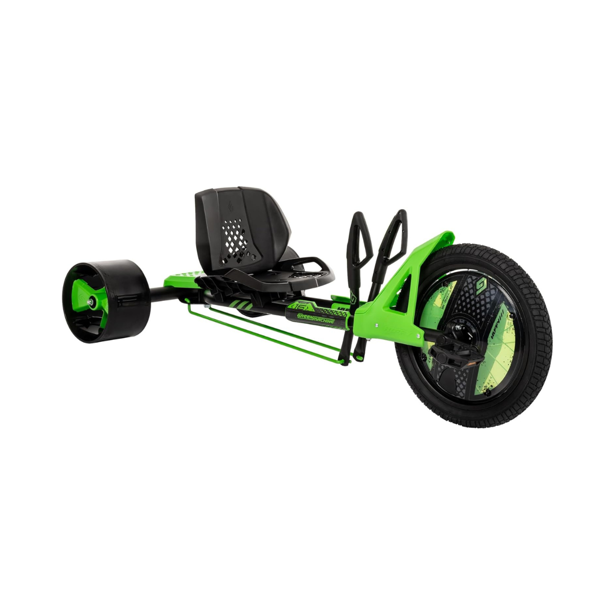 Huffy Green Machine 16 Inch Drift Trike, Pedal Powered Ride On with Dual Stick Steering and Adjustable Seat, Kids Outdoor Spin and Drift Trike, Ages 5Y+