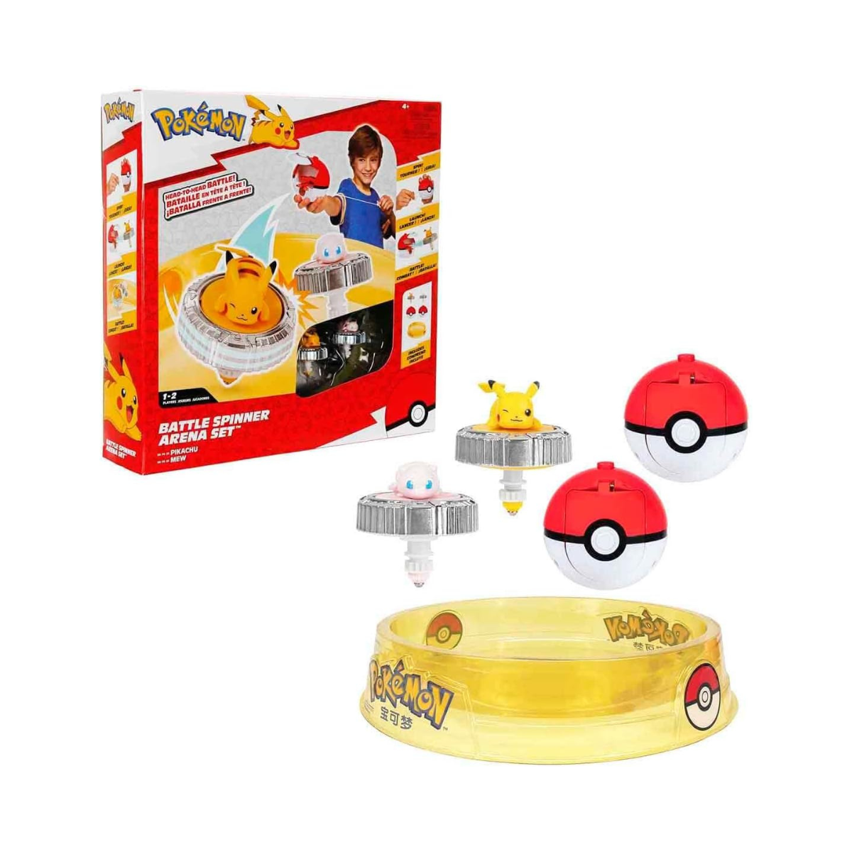 Pokémon Battle Spinner Arena Set, Pikachu & Mew, Head-to-Head Spin Launch Battle Playset, Official Pokémon Toy, Ages 4+