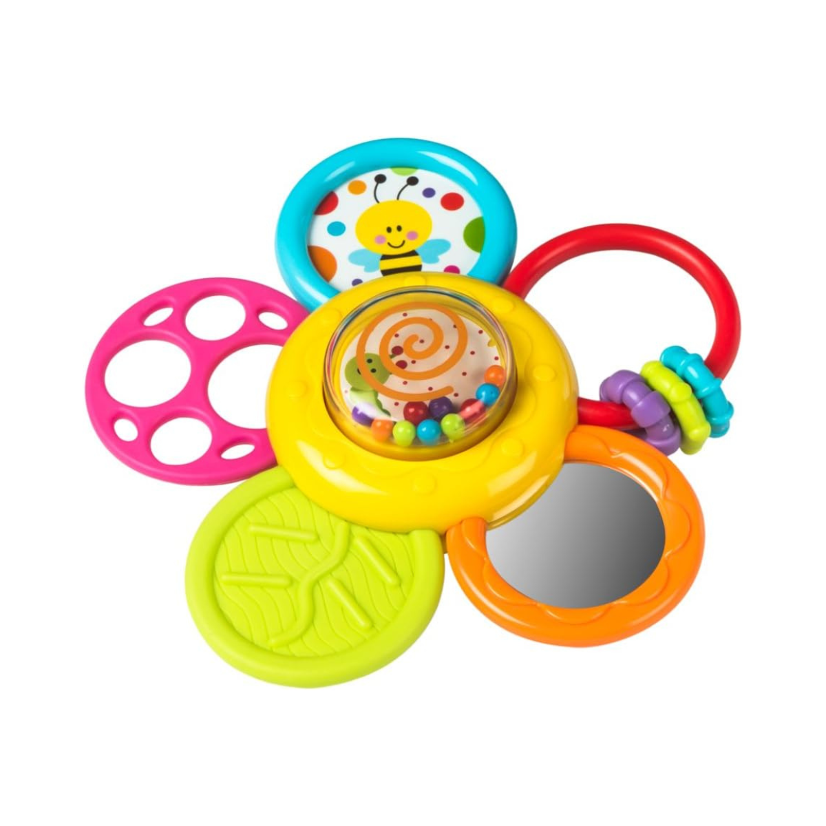 WinFun Press N Spin Flower Rattle & Teether – Ages 6 Months+