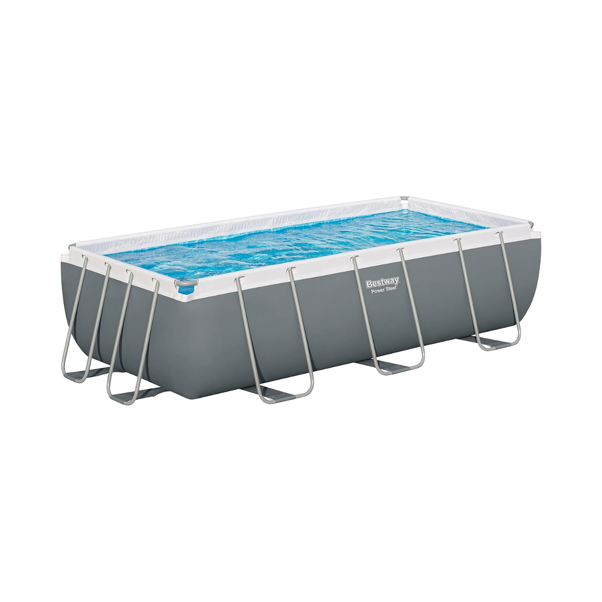 Bestway Rectangular Pool Set 13'3" x 6'7" x 39.5" (4.04m x 2.01m x 1m) – Heavy-Duty Family Swimming Pool, Grey, Ages 18+