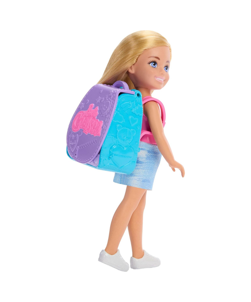 Barbie Family & Friends Cupcake Baking Backpack Blonde Chelsea Doll, Wearable Backpack with Baking Play Pieces