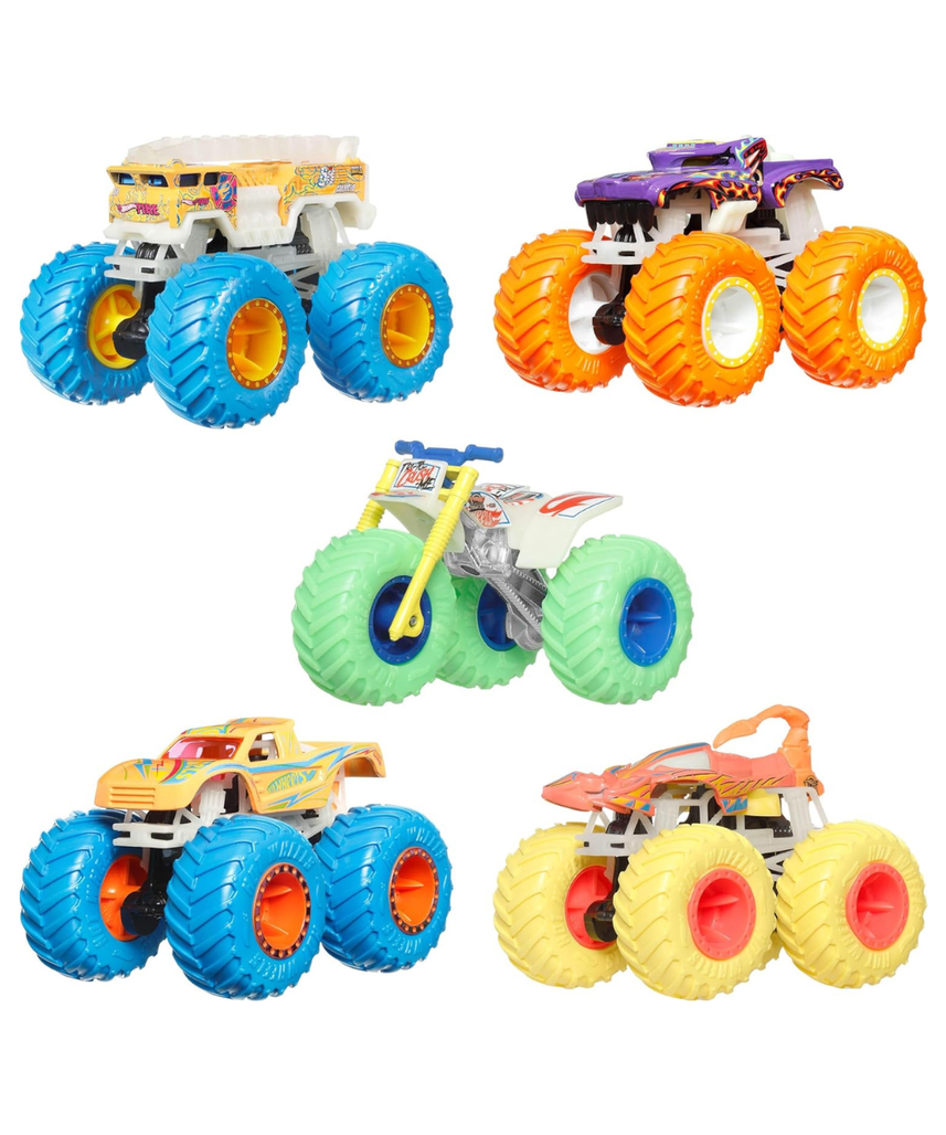 Hot Wheels Monster Trucks Glow-in-the-Dark Die-Cast Toy Truck 1:64 Scale, Surprise Style, Collectible Vehicle for Kids 3+