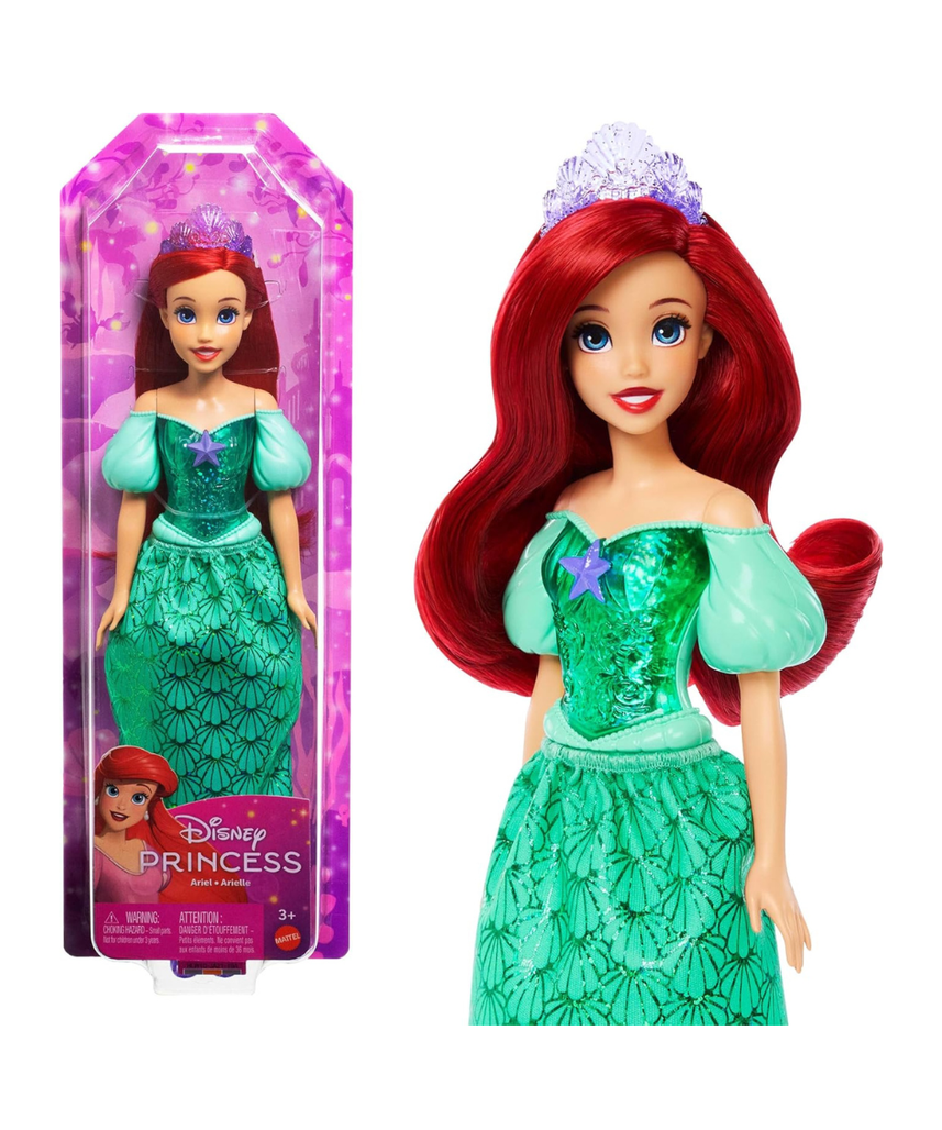 Disney Princess Ariel Doll, Posable Fashion Doll with Long Hair, Removable Skirt, Tiara and Shoes, Kids 3+