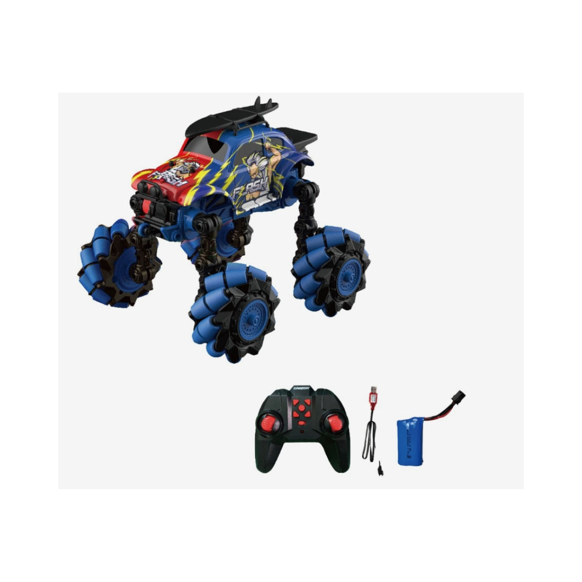 Crazon Foldable Drift Wheel RC Truck, 1:18 Scale Remote Control Stunt Car with 2.4GHz Control and Lights, 6+