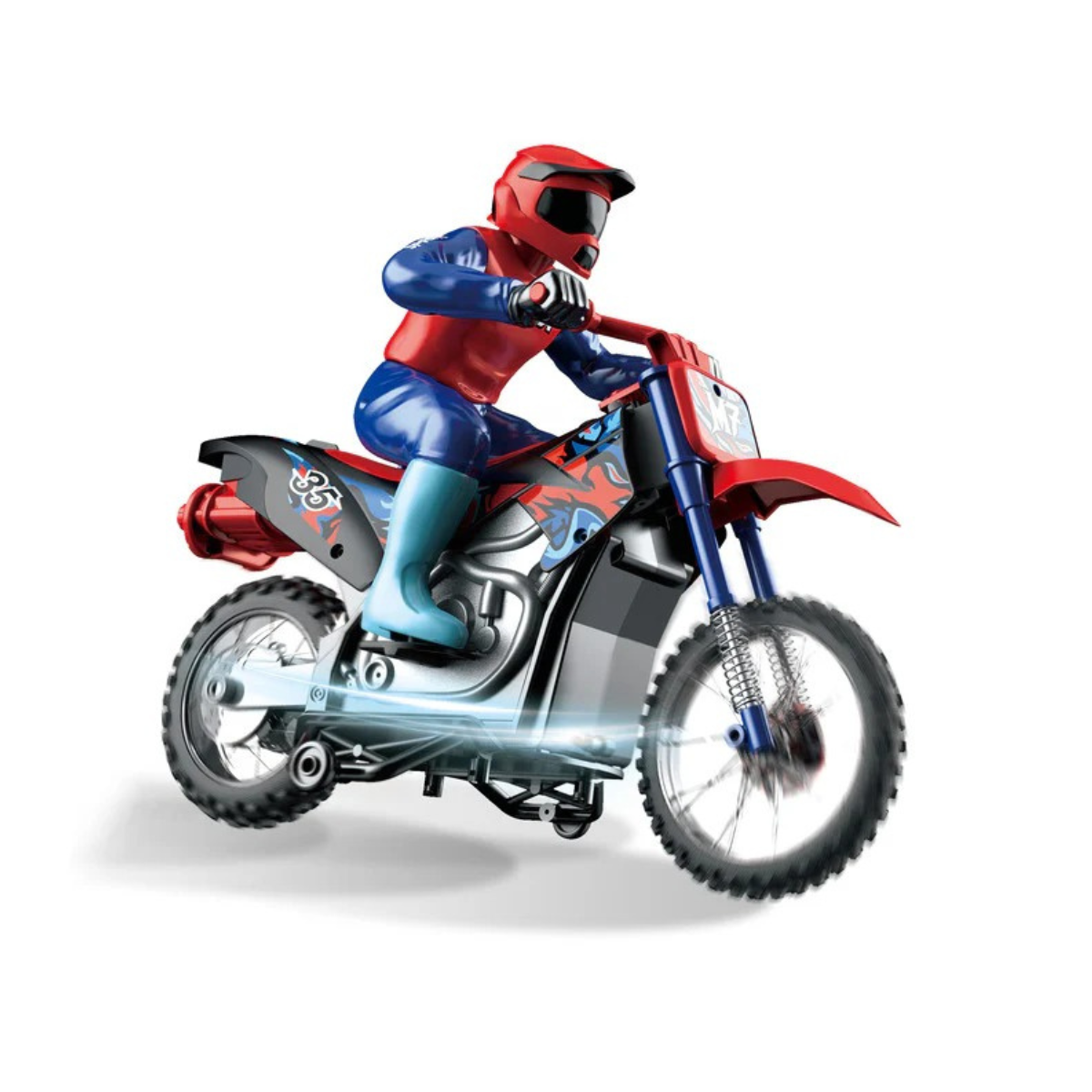 Crazon 1:10 Scale RC Smoking Motorcycle with Lights, 2.4GHz Remote Control, Rechargeable Battery, 6+