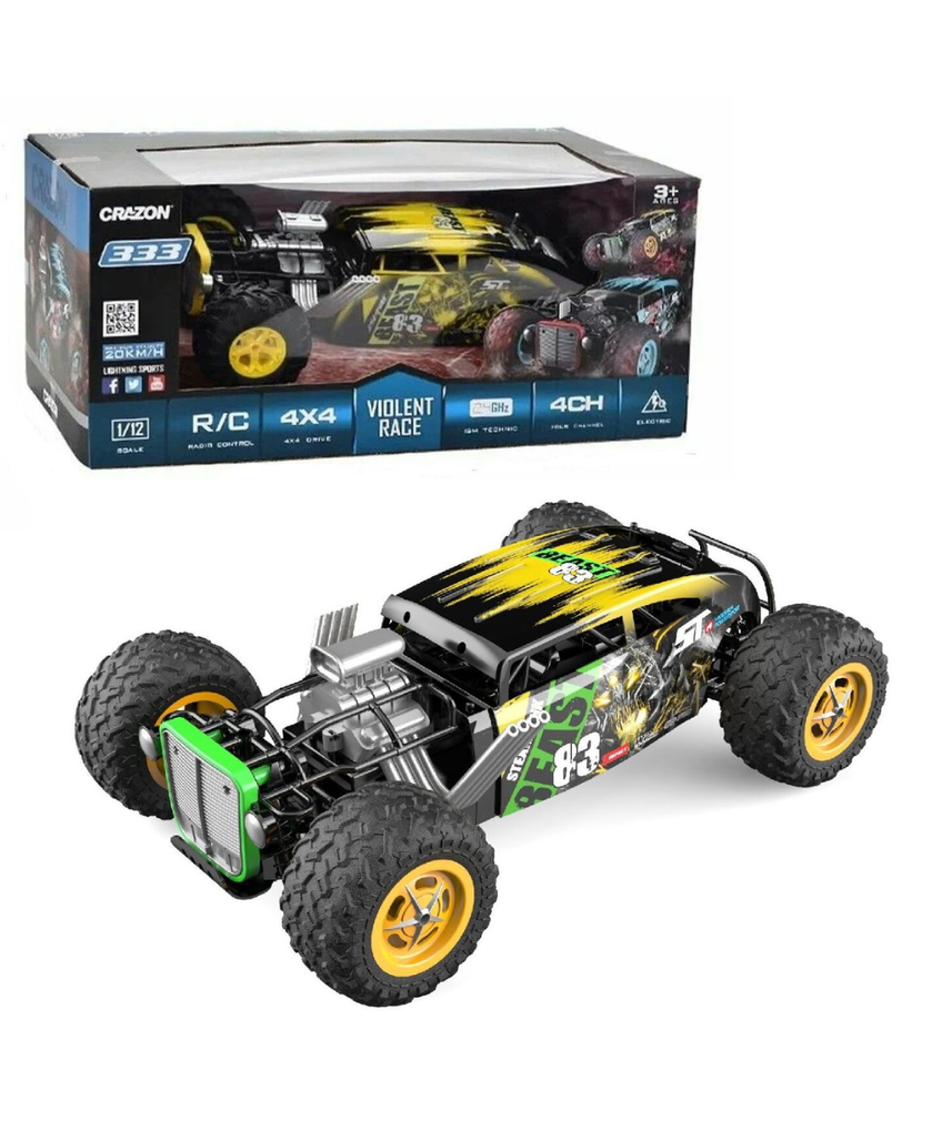 Crazon Beast 83 Off-Road RC Car 1:10 Scale, 2.4GHz Remote Control, 360° Stunt Rotation, USB Rechargeable, 8+