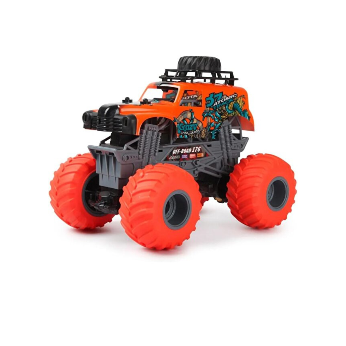 Crazon 1:18 Oversize Wheel Cross-Road RC Car, 2.4GHz Remote Control, 2WD, Rechargeable Battery, 3+