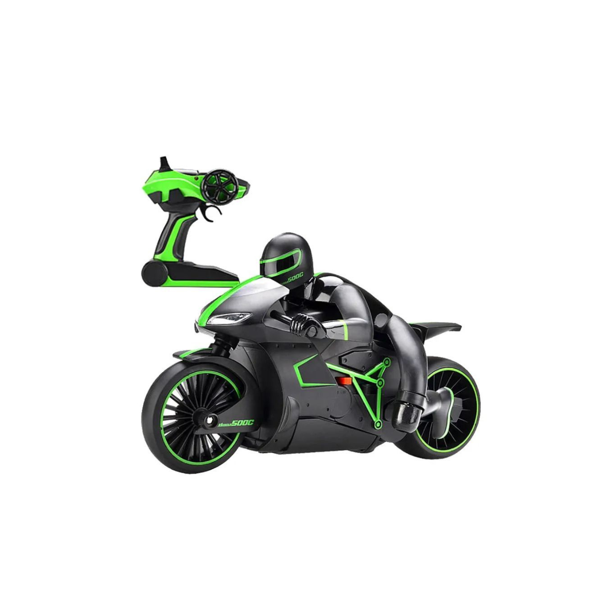 Crazon 1:18 High-Speed RC Motorcycle, Green, 2.4GHz Remote Control, Rechargeable Battery, 3+