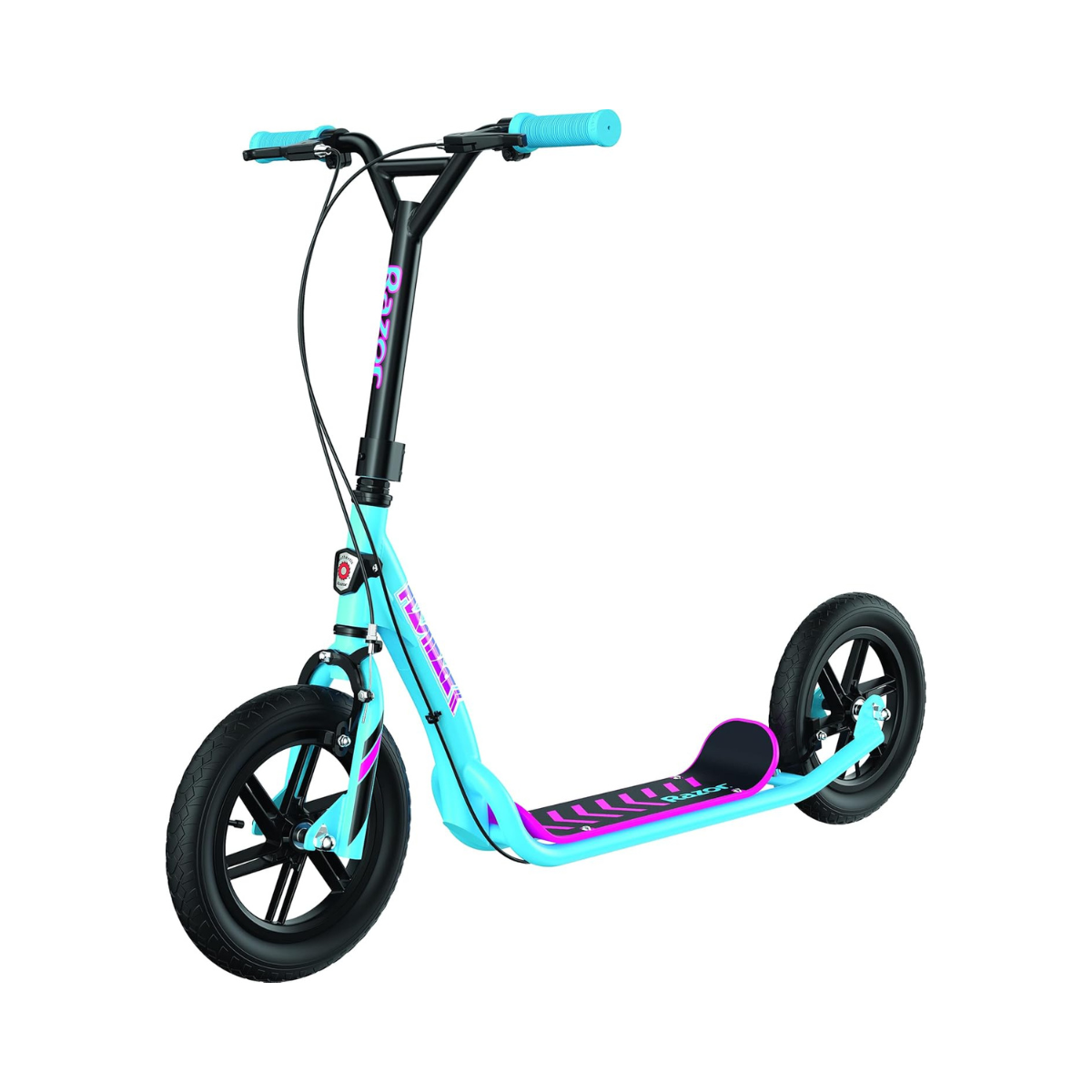 Razor Flashback Kick Scooter, 12 Inch Mag Wheels, Air Filled Tires, Dual Hand Brakes, BMX Style Ride, Steel Frame, Large Deck, Smooth Ride for Kids and Teens 8+