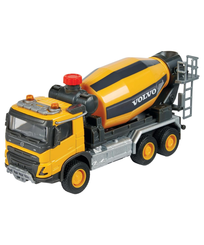 Majorette Grand Series – Volvo FMX Concrete Mixer Die-Cast Construction Vehicle with Lights, Sound Effects, Rotating Drum, Fold-Out Shoot, and Metal Cabin, One Size